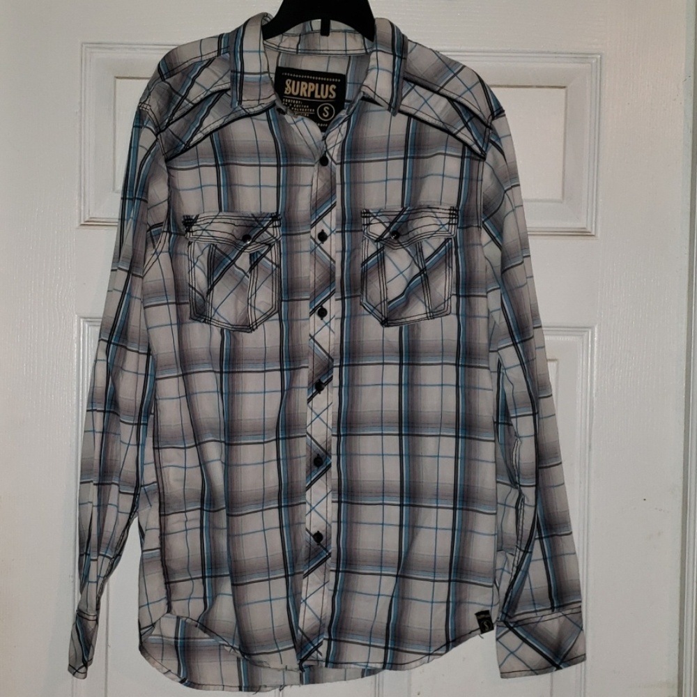 Surplus | White Plaid Button Down Shirt